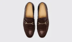 Manner Scarosso Alessandro Dunkelbraunes Krokoleder