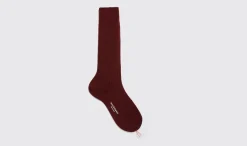 Manner Scarosso Burgunderfarbene Wadensocken Aus Wolle