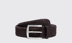 Manner Scarosso Cintura Marrone Intrecciata Scamosciata