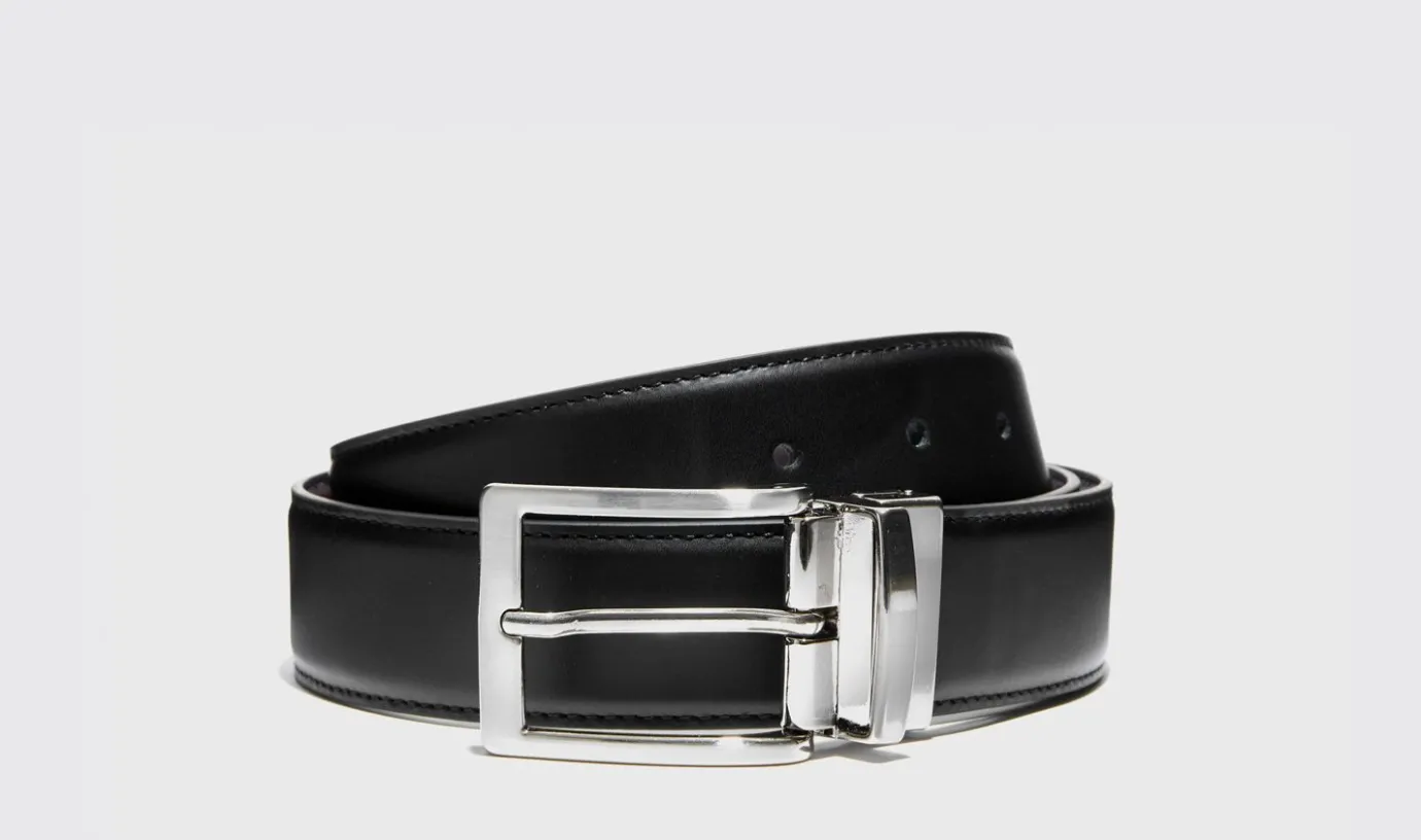 Manner Scarosso Cintura Reversibile Liscia Nera/Marrone