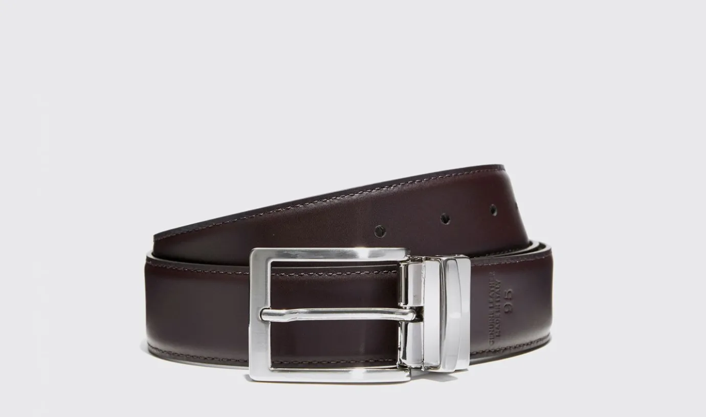 Manner Scarosso Cintura Reversibile Liscia Nera/Marrone