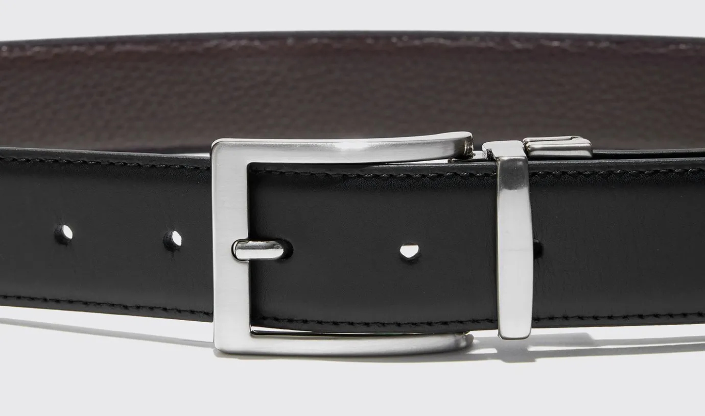 Manner Scarosso Cintura Reversibile Mista Nera/Marrone