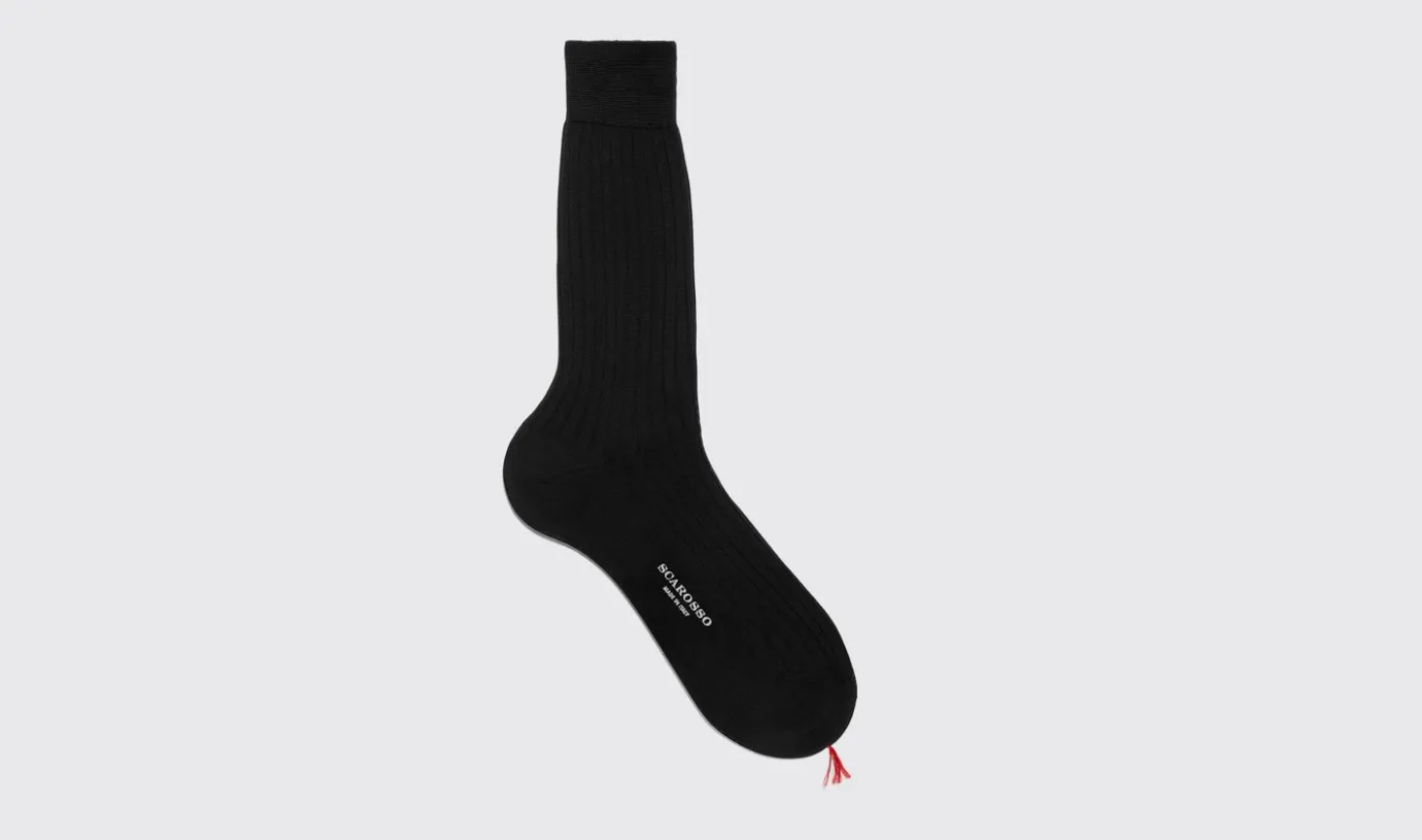 Manner Scarosso Schwarze Wadensocken Aus Baumwolle